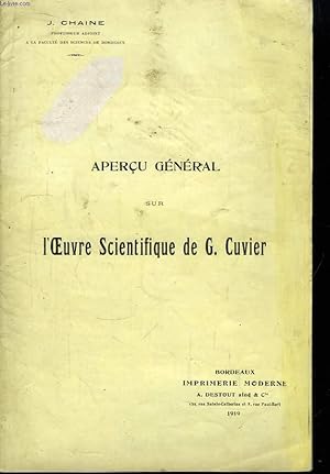 Bild des Verkufers fr Aperu Gnral sur l'Oeuvre Scientifique de G. Cuvier. zum Verkauf von Le-Livre