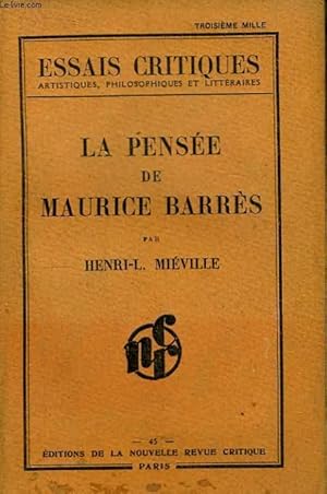 Image du vendeur pour La Pense de Maurice Barrs mis en vente par Le-Livre