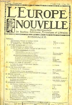 Seller image for L'Europe Nouvelle. Revue Hebdomadaire des Questions Extrieures, Economiques et Littraires. 1re anne, N22 for sale by Le-Livre