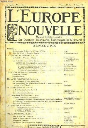 Seller image for L'Europe Nouvelle. Revue Hebdomadaire des Questions Extrieures, Economiques et Littraires. 1re anne, N15 for sale by Le-Livre