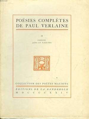 Imagen del vendedor de Posies Compltes de Paul Verlaine. TOME II : Sagesse - Jadis et Nagure. a la venta por Le-Livre
