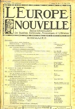 Seller image for L'Europe Nouvelle. Revue Hebdomadaire des Questions Extrieures, Economiques et Littraires. 1re anne, N18 for sale by Le-Livre