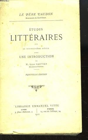 Seller image for Etudes Littraires sur le dix-neuvime sicle. for sale by Le-Livre