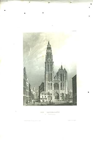 Die Cathedrale in Antwerpen. Une gravure XIXème siècle, en noir et blanc.