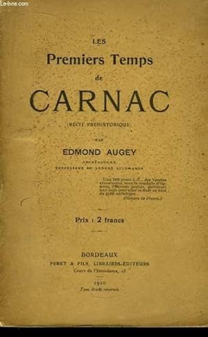 Seller image for Les Premiers Temps de Carnac (Rcit Historique) for sale by Le-Livre