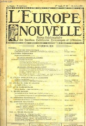 Seller image for L'Europe Nouvelle. Revue Hebdomadaire des Questions Extrieures, Economiques et Littraires. N28 - 2me anne. for sale by Le-Livre