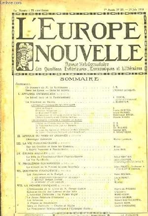 Seller image for L'Europe Nouvelle. Revue Hebdomadaire des Questions Extrieures, Economiques et Littraires. 1re anne, N25 for sale by Le-Livre