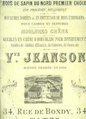 Seller image for Catalogue Jeanson. Mouloures pour Btiments en bois de sapin du nord premier choix par procds mcaniques. Moulures dores & en imitation de bois trangers pour cadres et Tentures. Moulures Chne, Meubles en chne et bois blanc pour appartements. for sale by Le-Livre