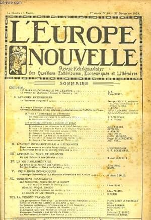 Seller image for L'Europe Nouvelle. Revue Hebdomadaire des Questions Extrieures, Economiques et Littraires. N50 - 2me anne. for sale by Le-Livre