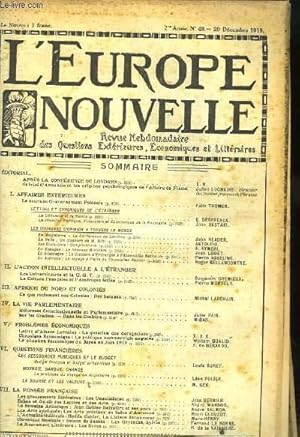 Seller image for L'Europe Nouvelle. Revue Hebdomadaire des Questions Extrieures, Economiques et Littraires. N49 - 2me anne. for sale by Le-Livre