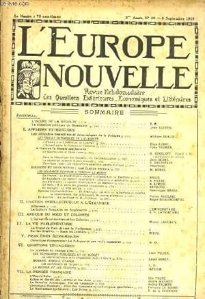 Seller image for L'Europe Nouvelle. Revue Hebdomadaire des Questions Extrieures, Economiques et Littraires. N36 - 2me anne. for sale by Le-Livre