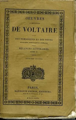 Seller image for Oeuvres Compltes de Voltaire. TOME19 : Mlanges Littraires, Tome II for sale by Le-Livre