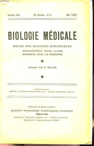 Seller image for Biologie Mdicale n5, 33e anne. Revue des Sciences Biologiques, considres dans leurs rapports avec la mdecine. for sale by Le-Livre