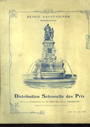 Seller image for Distribution Solennelle des Prix. 13 juillet 1933 for sale by Le-Livre