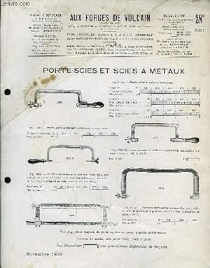 Seller image for Catalogue-fascicule de Porte-Scies et Scies  Mtaux. for sale by Le-Livre