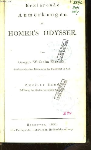 Bild des Verkufers fr Erklrende Anmerkungen zu Homer's Odysee. Zweiter und Dritter Band zum Verkauf von Le-Livre
