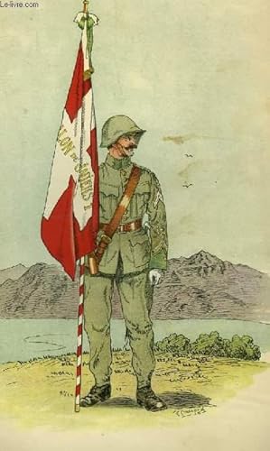 Lithographie en couleurs, d'après un aquarelle, d'un Adjudant de Carabiniers de 1918. Extrait de ...