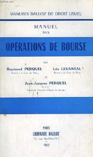 Seller image for Manuel des Oprations de Bourse. for sale by Le-Livre