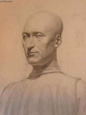 Portrait original d'un homme chauve, dessiné de face 3/4, au crayon.