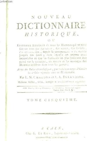 Seller image for Nouveau Dictionnaire Historique, TOME 5 : Faba - Gugliemini. for sale by Le-Livre