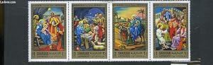 Seller image for Collection de 4 timbres-poste neufs, de Sharjah & Dependencies. Les Trois Sages - Les Bergers - Fuite en Egypte - Jésus est trouvé dans le Temple. for sale by Le-Livre