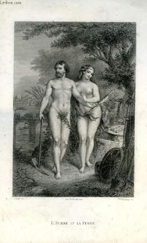 Seller image for Gravure en noir et blanc, sur acier "L'Homme et la Femme". for sale by Le-Livre