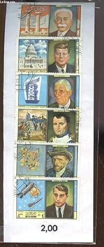 Collection de 6 timbres-poste, neufs ou oblitérés, de Ras Al Khaima. Pierre de Coubertin, JFK, De...