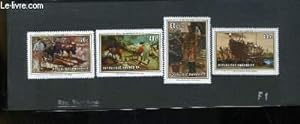 Seller image for Collection de 4 timbres-poste neufs, de République Rwandaise. 50e Anniversaire de l'O.I.T. Reproduction de Tableaux. for sale by Le-Livre
