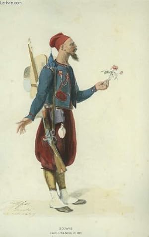 Gravure en couleurs d'un Zouave, dessiné à San-Donato en 1859 (Collection Bernard Franck).