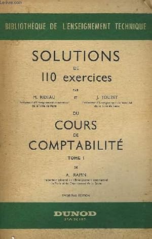 Seller image for Solutions de 110 exercices du Cours de Comptabilit. TOME 1 for sale by Le-Livre