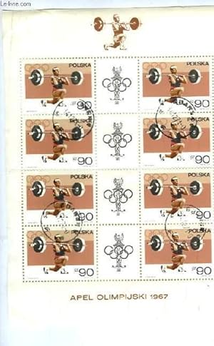 Collection de 8 timbres-poste (en bloc, 8 timbres identiques) oblitérés, de Pologne. Série Jeux O...