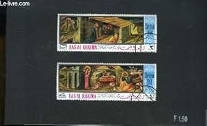 Collection de 2 timbres-poste oblitérés, de Ras al Khaima. Noël 1968