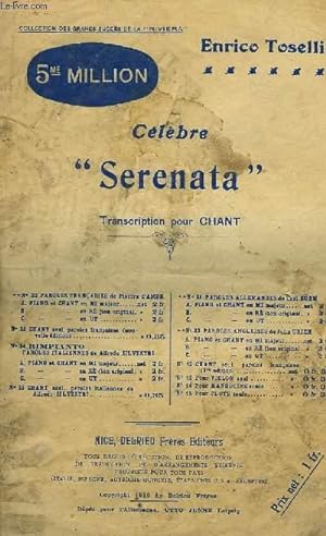 Image du vendeur pour Clbre "Serenata". Transcription pour chant. mis en vente par Le-Livre