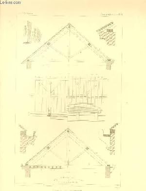 Combles en Charpente. Une planche illustrée d'une gravure en noir et blanc.