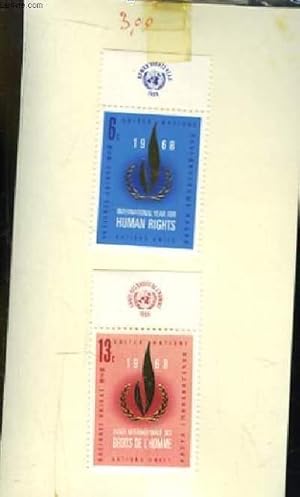 Collection de 2 timbres-poste neufs, de l'Année Internationale des Droits de l'Homme - 1968