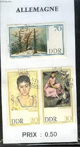 Seller image for Pochette de 3 timbres-poste oblitérés, d'Allemagne. République Démocrate. DDR : Hodler, Bergander. Friedrich C.D. for sale by Le-Livre