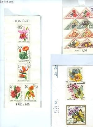 Collection de 21 timbres-poste, neufs ou oblitérés, de Fleurs. Cameroun, Hongrie, Fujeira, Liban,...