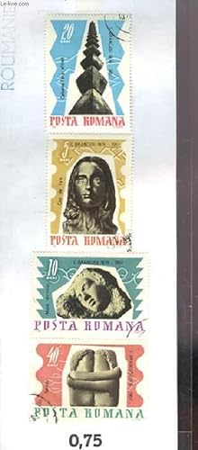 Collection de 4 timbres-poste, neufs et oblitérés, de Roumanie. Série : Bustes en bronze.