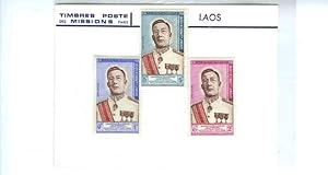 Collection de 3 timbres-poste neufs, du Royaume du Laos.