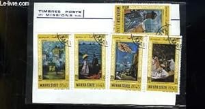 Collection de 5 timbres-poste oblitérés, de Mahra. Reproduction de Tableaux.