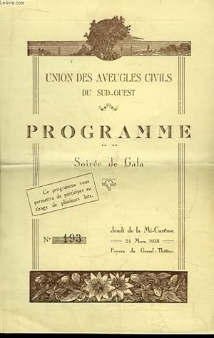 Programme de l'Union des Aveugles Civils du Sud-Ouest. Soirée de Gala : Un Cocktail de Danses.