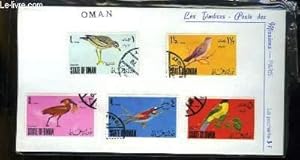 Collection de 5 timbres-poste oblitérés, de l'Etat d'Oman. Série Ornithologie, Oiseaux.