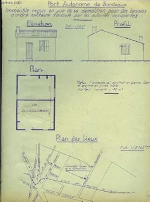 Seller image for Plans et dessins d'un Immeuble requis en vue de sa dmolition pour des besoins d'ordre militaire formul par les autorits occupantes. for sale by Le-Livre