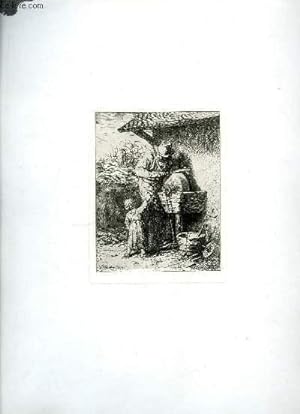 Immagine del venditore per Gravure originale,  l'Eau-Forte, d'un homme aiguisant sa lame  la meule sous les yeux d'une jeune fille. venduto da Le-Livre