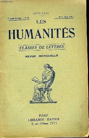 Seller image for Les Humanits. Classe de Lettres. N70 - 7me anne. for sale by Le-Livre