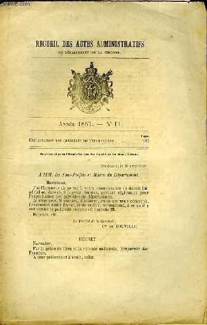 Bild des Verkufers fr Recueil des Actes Administratifs, du Dpartement de la Gironde. n11 - anne 1867 : Exploitation des Carrires du Dpartement. zum Verkauf von Le-Livre