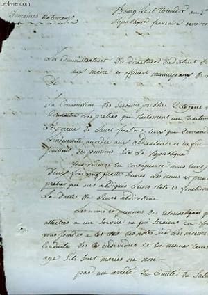 Lettre manuscrite des Administrateurs du Directoire de District de Bourg, adressée aux Maires & O...