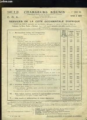 Seller image for Feuille de Tarifs N39 . Services de la Cte Occidentale d'Afrique for sale by Le-Livre