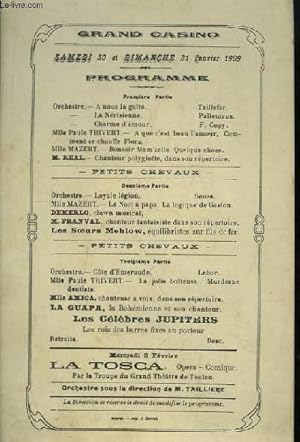 Programme au Grand Casino, les 30 et 31 janvier 1909.