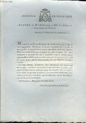 Lettre de M. L'Archevêque à MM. les Curés et Desservans du Diocèse.